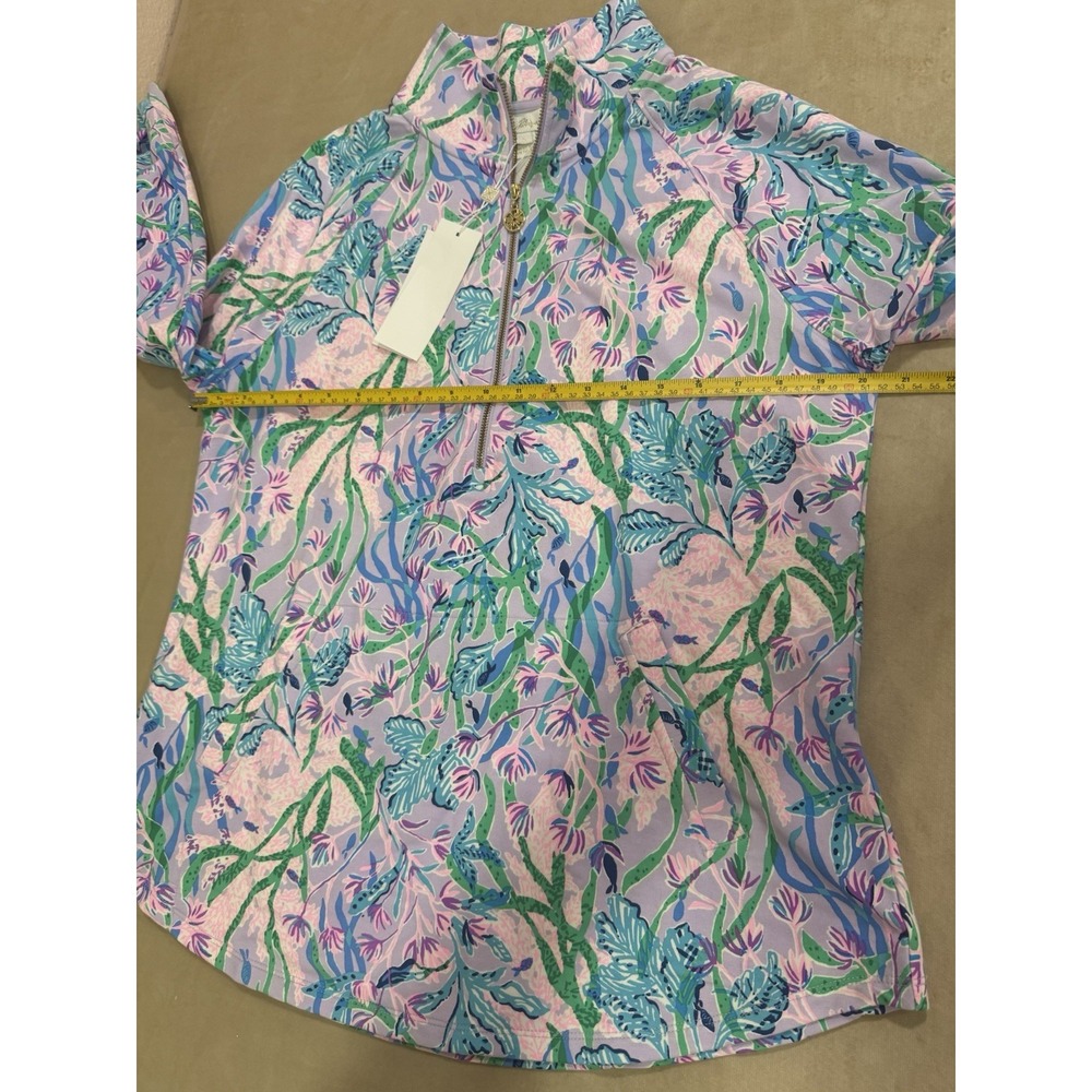 Lilly Pulitzer UPF 50+ Quarter-Zip Pullover – NWT Blue Floral Bloom (Size L) - Picture 10 of 10